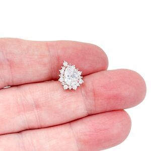 Estate IBB Sterling Silver 925 Rose Gold Tone Pear Cubic Zirconia Pendant